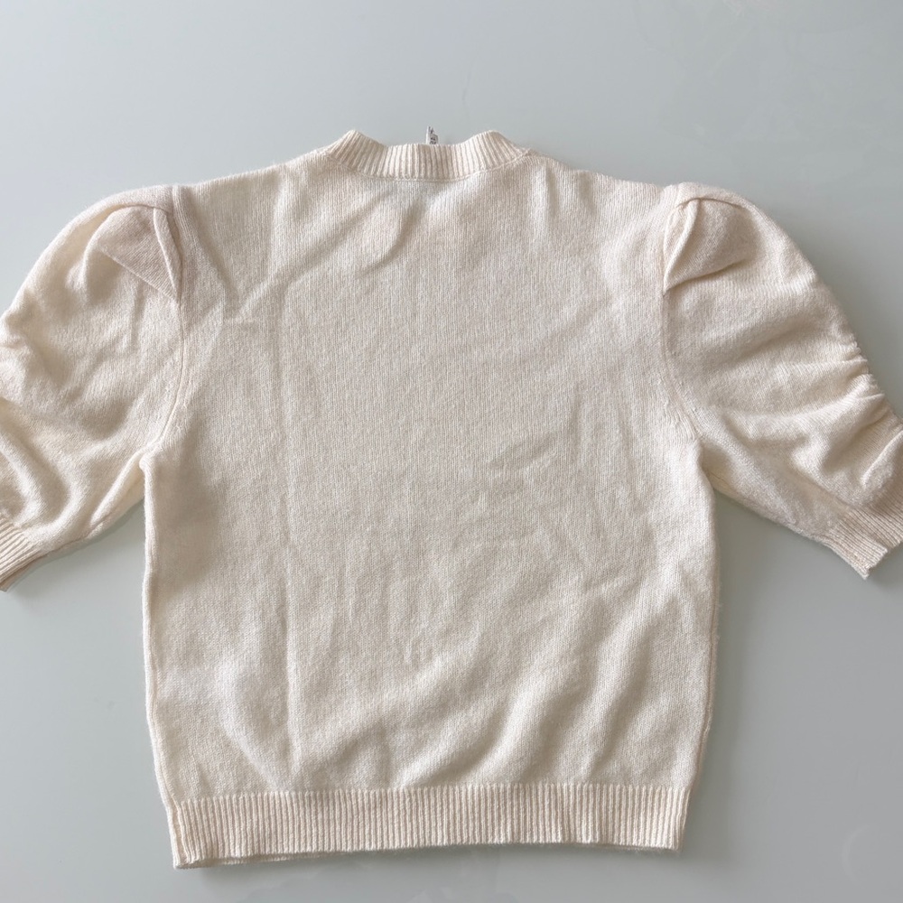 Frame Denim Cream Puff Sleeve Crewneck Sweater - Picture 5 of 7